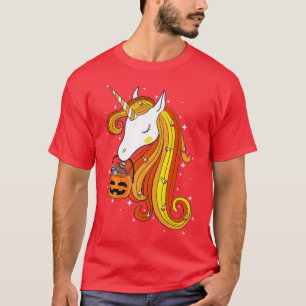 Camiseta Corno de Milho Bonito Unicórnio Halloween Abóbora