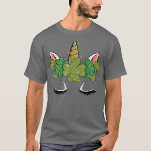 Camiseta Corno de Unicórnio Bonito Face St Patricks Days Ra