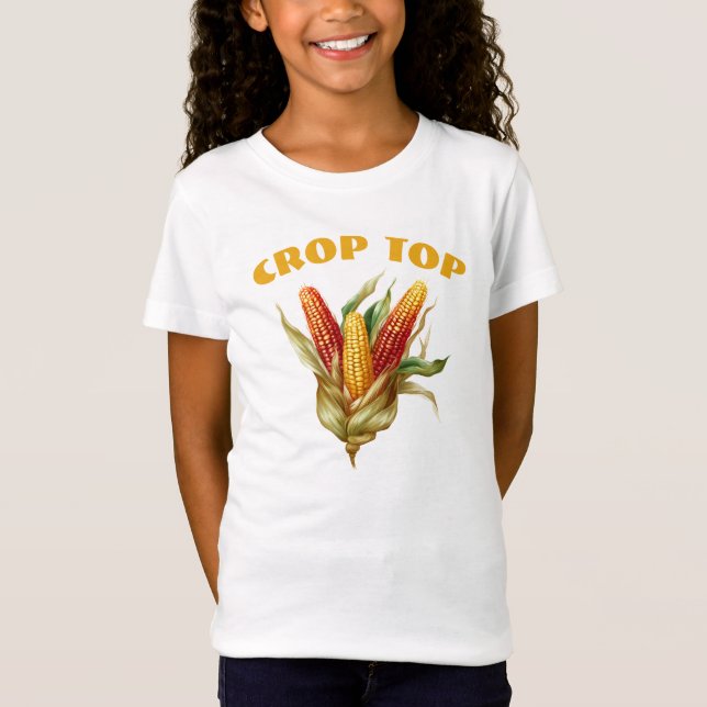Camiseta Corno, Milho no Cob, Vegetais, Crianças Engraçadas (Frente)