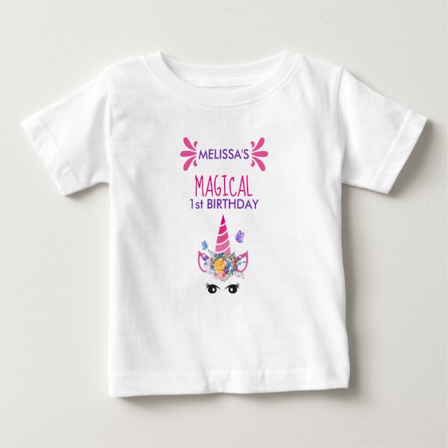 Camiseta Corno-Rosa Mágico de Aniversário (Frente)