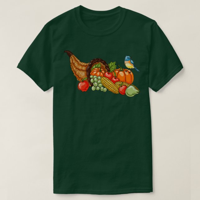 Camiseta Cornucopia Desenhada Mão (Frente do Design)