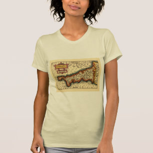 Camiseta Cornwall, Cornwaile County England Mapa Antiquário