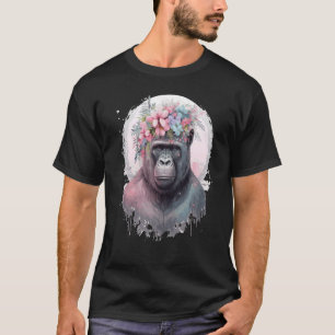 Camiseta Coroa africana de flores de gorila-branca