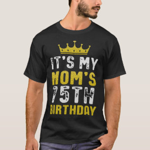 Camiseta Coroa Amarela 75.° aniversário Para Mãe Da Filha F