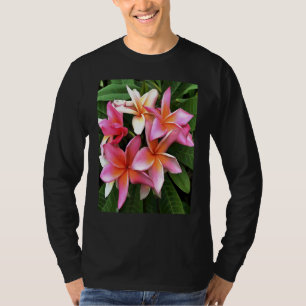 Camiseta Coroa Artística de Flor de Frangipani Rosa Pálido
