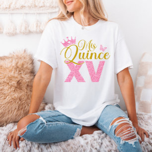 Camiseta Coroa Cinzenta Rosa Mis Quince XV Partido Quincean