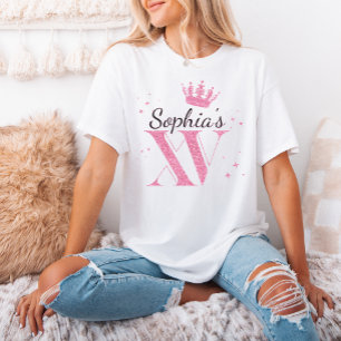 Camiseta Coroa Cinzenta Rosa Mis Quince XV Partido Quincean