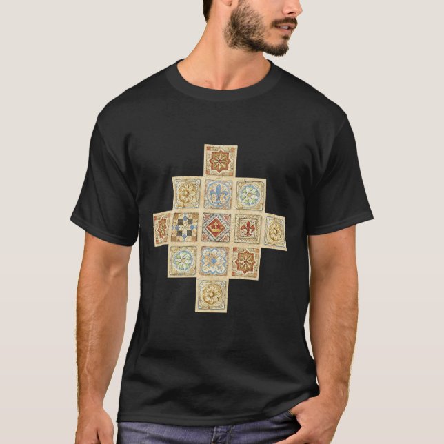 Camiseta Coroa de Azulejo Cerâmico Medieval Fleur De Lis (Frente)