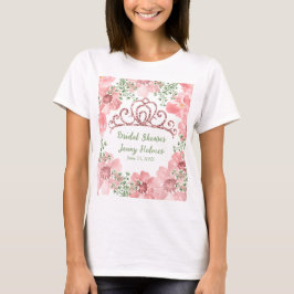 Camiseta Coroa de Brilho Rosa Personalizada com Rosas Rosa 