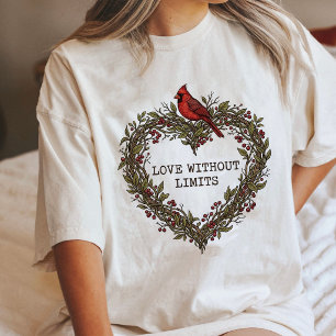 Camiseta Coroa de Coração Cardeal Citação Arte da Natureza 