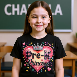 Camiseta Coroa de Coração de Princesa Pré-Escolar Fofa