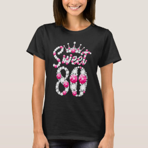 Camiseta Coroa de Diamante Rosa-Rosa, 80, de 80 anos,