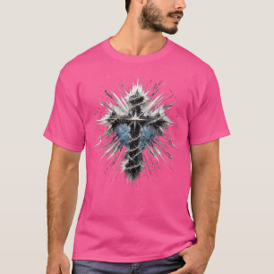 Camiseta Coroa de Espinhos Punk-Art da Cruz Cristã Wo