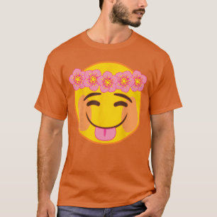 Camiseta Coroa de Flores Oficial Emoji Língua Amarela Sorri