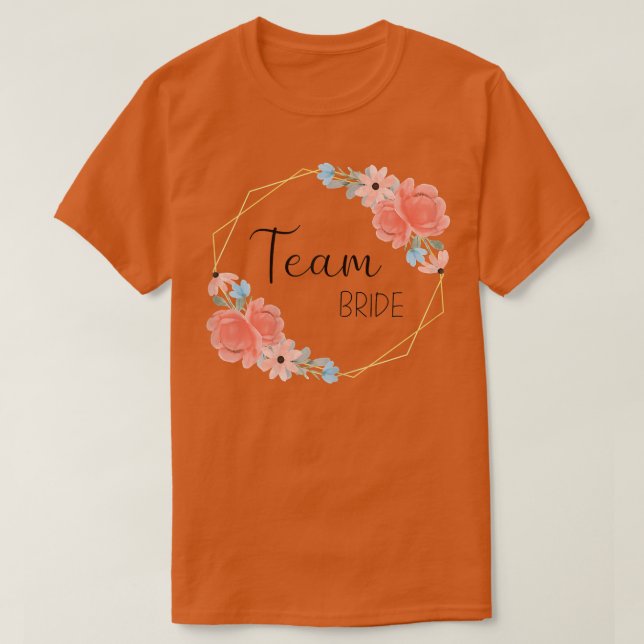 Camiseta Coroa de Flores Rosa para Equipe de Noiva Noturna  (Frente do Design)