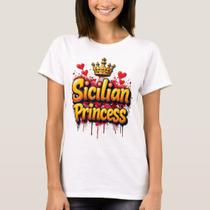 Camiseta Coroa de grafite da Princesa Siciliana w corações