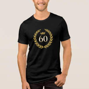 Camiseta Coroa de Louro Dourado Elegante para 60º Aniversár