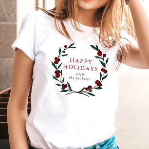 Camiseta Coroa de Natal Família Festiva