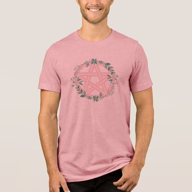 Camiseta Coroa de Pentáculo - rosa pastel (Frente)
