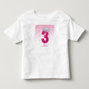 Camiseta Coroa de Princesa de Aniversário editável para 3º