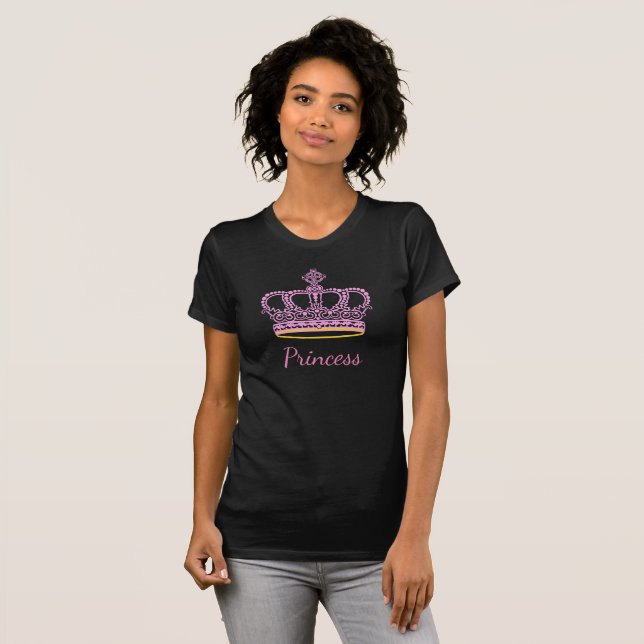 Camiseta Coroa de princesa rosa (Frente Completa)