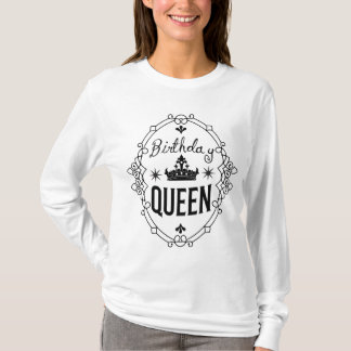 Camiseta Coroa de Rainha de Aniversário Elegante Tipografia