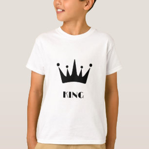Camiseta Coroa de texto personalizado KING cor preta infant