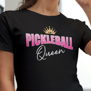 Camiseta Coroa Dourada Rainha Branca Rosa Pickleball