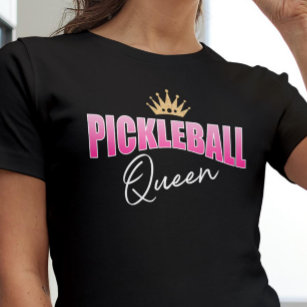 Camiseta Coroa Dourada Rainha Branca Rosa Pickleball