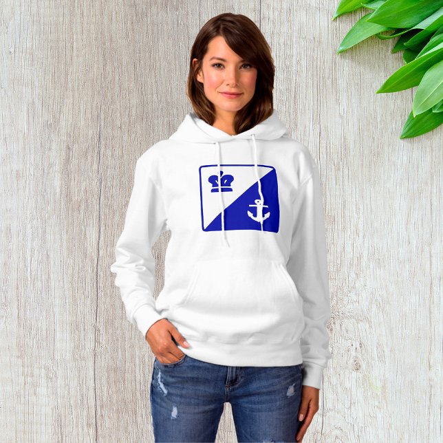 Camiseta Coroa E Anchor Azul Hoodie Branco (Criador carregado)