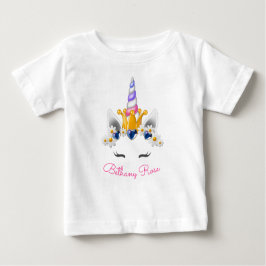 Camiseta Coroa e Cetro de Flores da Pequena Princesa Unicór