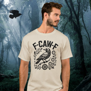Camiseta Coroa Floral Divertida do Corvo F-CAW-F Humor Negr
