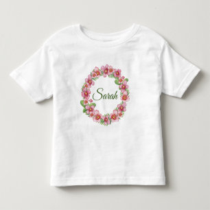 Camiseta Coroa floral rosa e verde personalizada