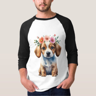 Camiseta Coroa Floral Whimsical Puppy Tee