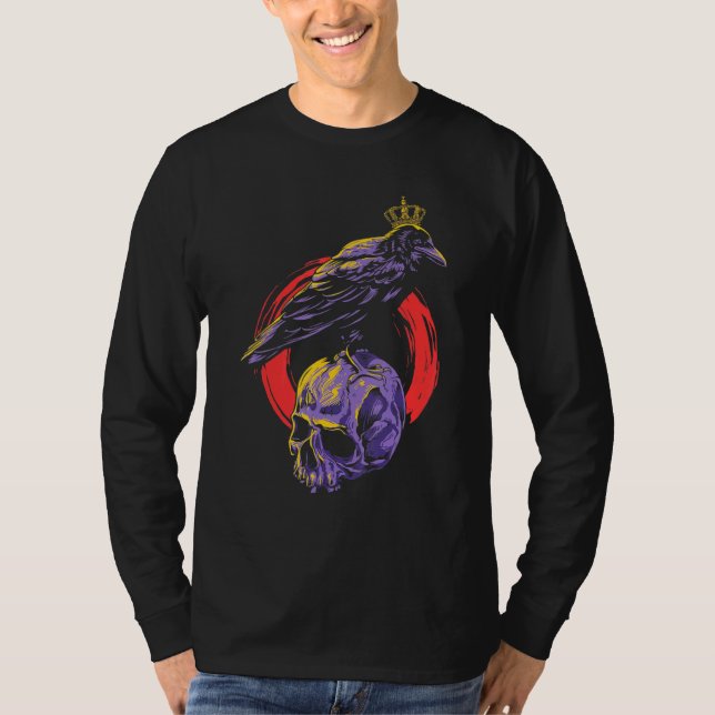 Camiseta Coroa Gótica Pássaro Animal Assustador Raven (Frente)