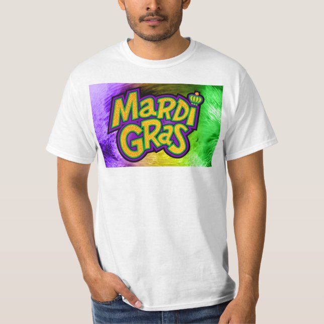Camiseta Coroa Mardi Gras de SlipperyJoe verde-roxo (Frente)