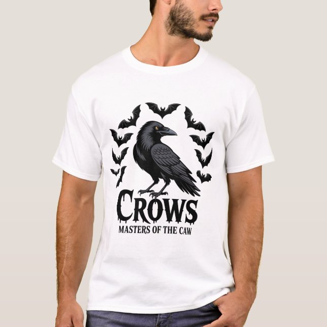Camiseta Coroa Negra F, Caw F, Dança Legal de Pássaros Engr (Frente)