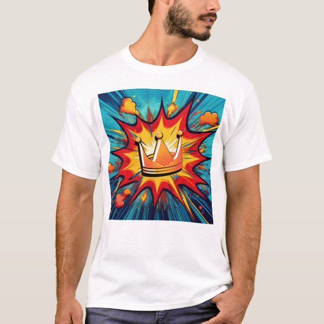 Camiseta Coroa pop com Estilo Comic Explosivo Design (Frente)