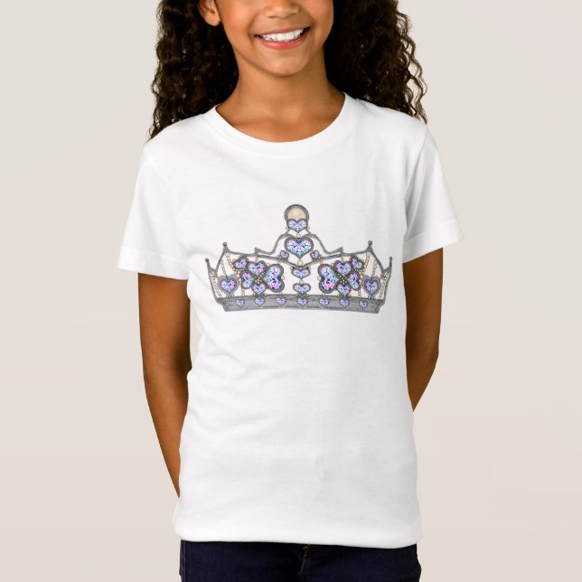 Camiseta Coroa prateada de diamantes cardíacos (Frente)