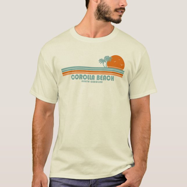 Camiseta Corolla Beach North Carolina Sun Palm Trees (Frente)
