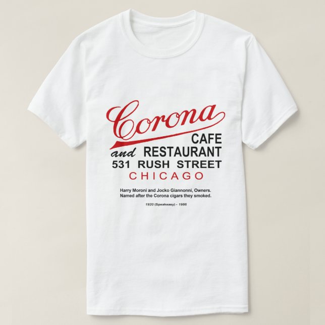 Camiseta Corona Cafe Restaurant, Chicago, IL (Frente do Design)