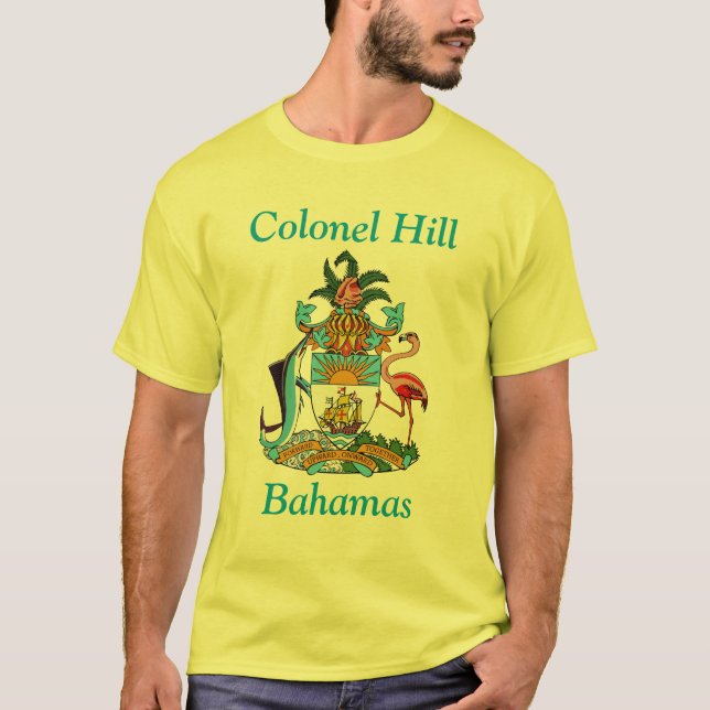 Camiseta Coronel Hill, Bahamas com Casaco de Armas (Frente)