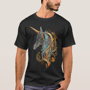 Camiseta Corpo Colorido de Cabeça de Unicórnio Magnético Ma