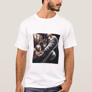 Camiseta Corpo de Fisiculturista Hiper-Realista com as Mãos
