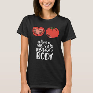 Camiseta Corpo de vegan com engraçado tomate