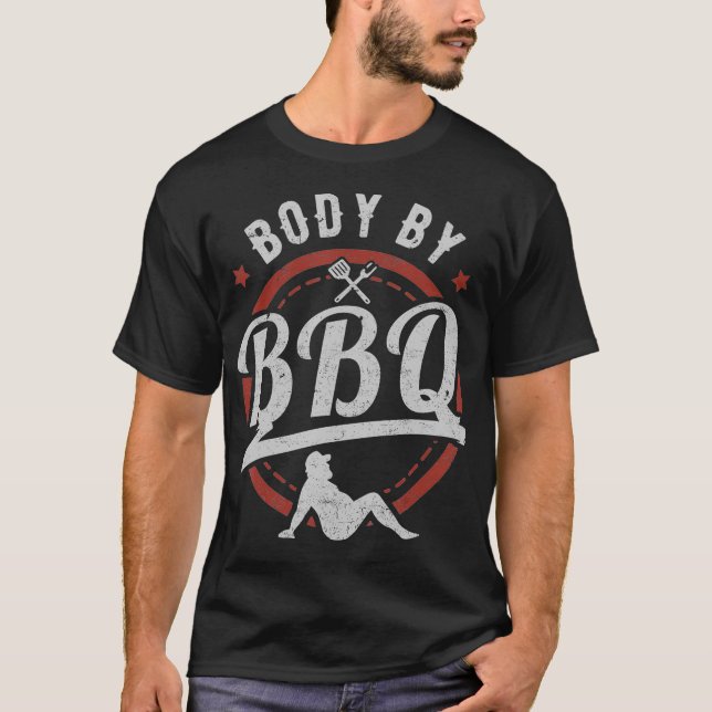 Camiseta Corpo Engraçado Pela Igreja Da Carne De CHURRASCO (Frente)