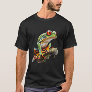 Camiseta Corpo Verde Sapo de Árvore Vermelha Floresta Tropi
