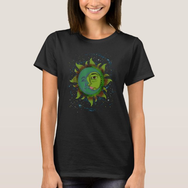 Camiseta Corpos Celestiais Lua Sun Boho Astrologia Estética (Frente)