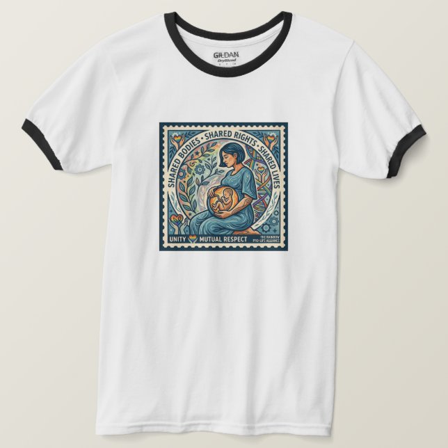 Camiseta Corpos Compartilhados. Direitos Compartilhados. Vi (Frente do Design)