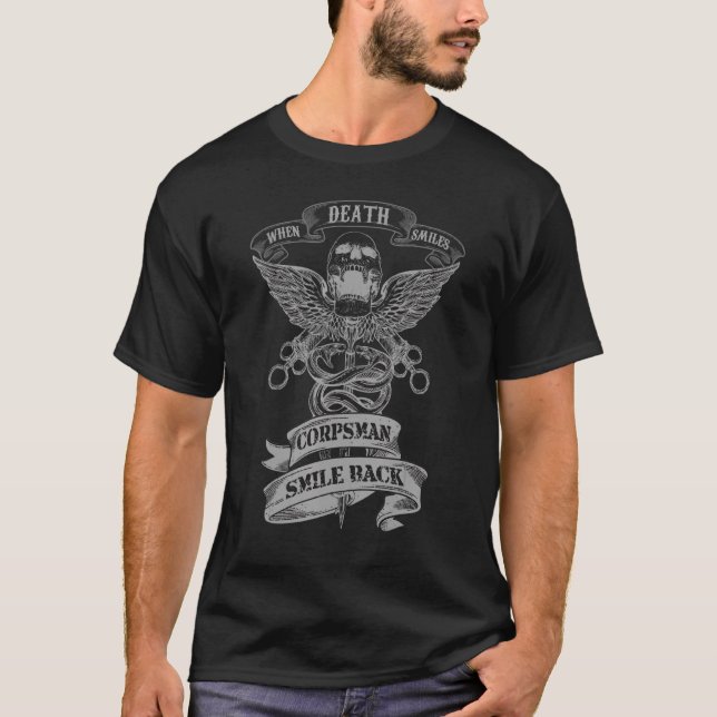 Camiseta Corpsman Sorri De Volta 8404 Para Corpsman Veteran (Frente)